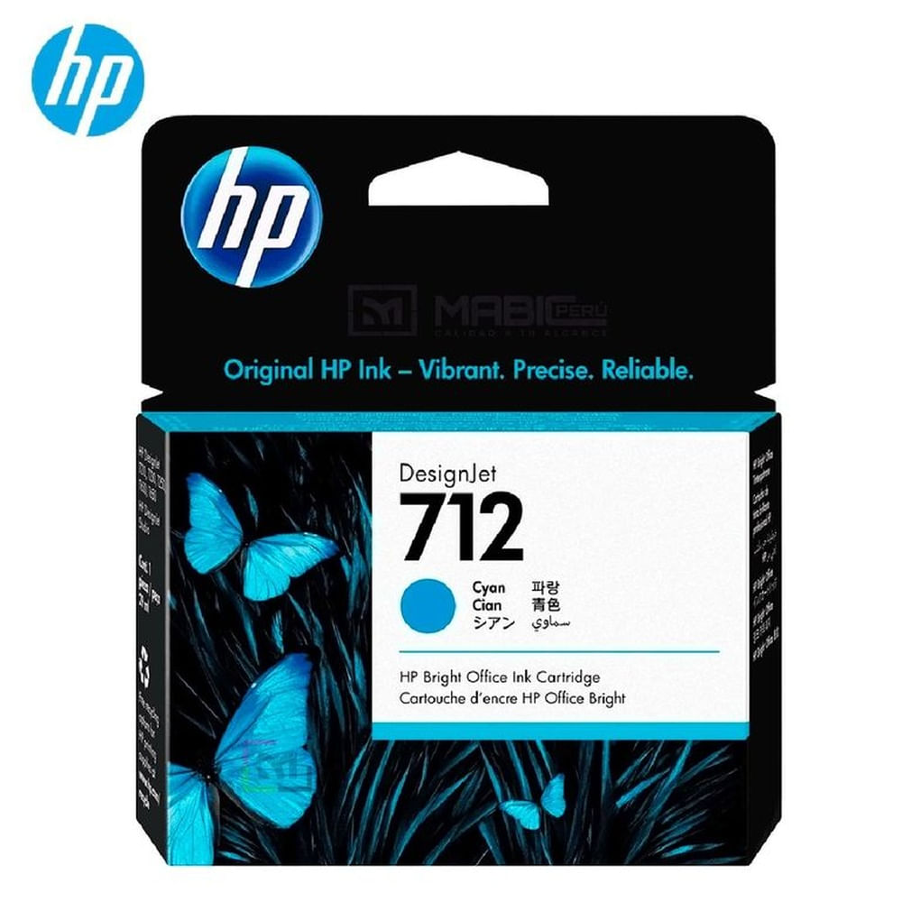 Cartucho de Tinta HP 712 Cian 3ED67A DesignJet T210, T250, T650 Original - 29ml
