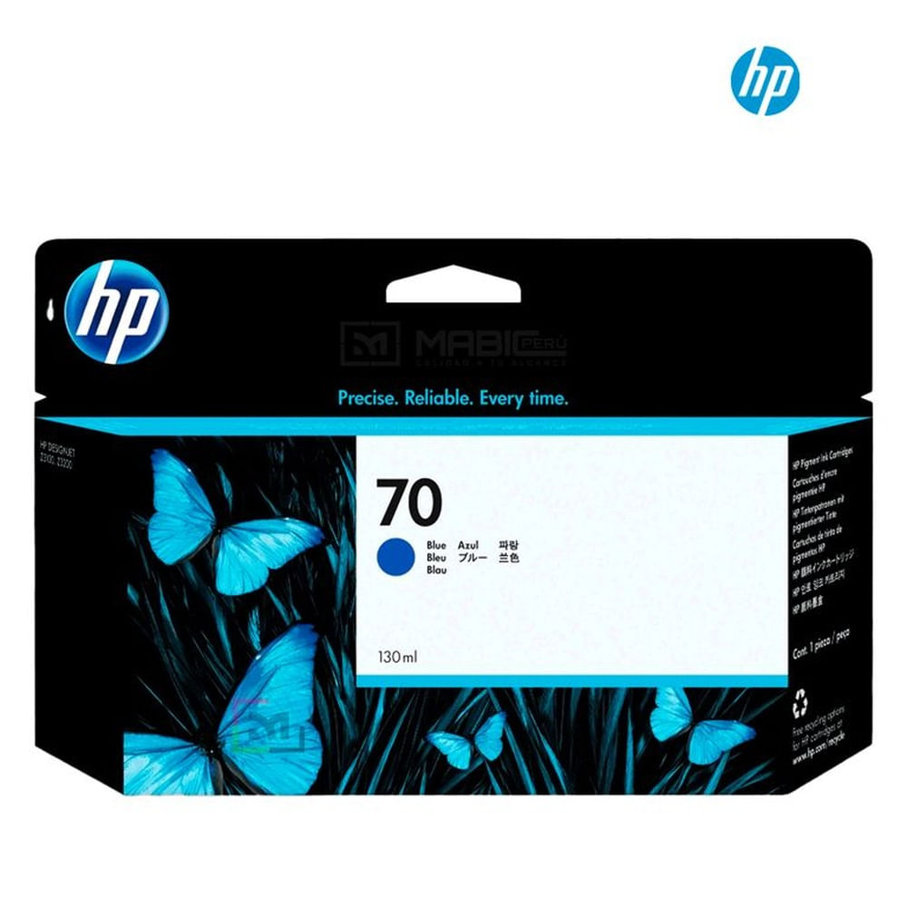 Cartucho de Tinta HP 70 Azul C9458A - 130 ml DesignJet Z2100 Original - 130ml
