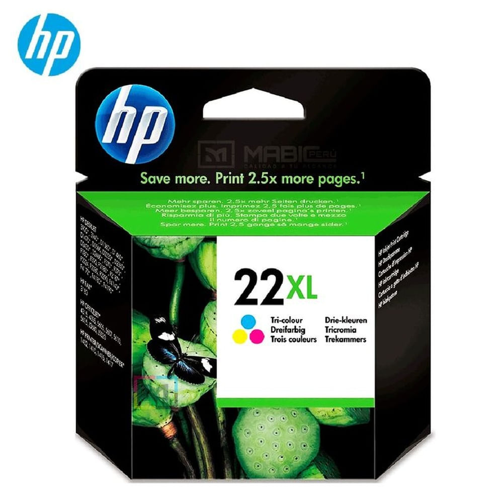 Cartucho de Tinta HP 22XL Tricolor C9352CL OfficeJet D1320, J3640, 1250 Original