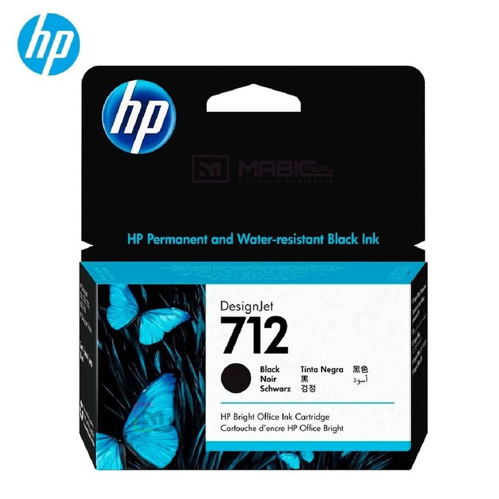 Cartucho de Tinta HP 712 Negro 3ED70A DesignJet T210, T250, T650 Original - 38ml