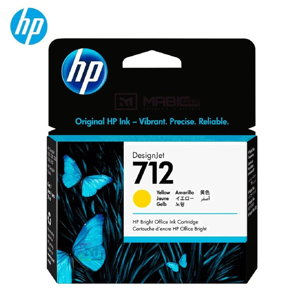 Cartucho de Tinta HP 712 Amarillo 3ED69A DesignJet T210, T250, T650 Original - 29ml