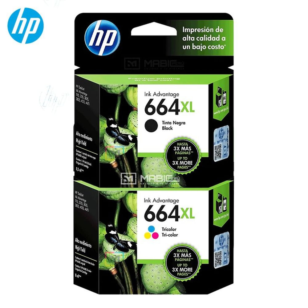 Pack Tinta HP 664XL Negro Tricolor DeskJet 1115, 2135, 4535, 4675 Original
