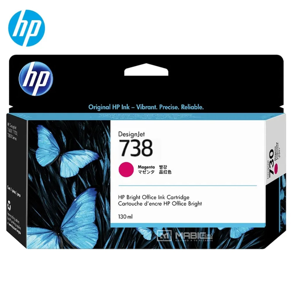 Cartucho de Tinta HP 738 Magenta 498N6A DesignJet T850, T950 Original - 130ml