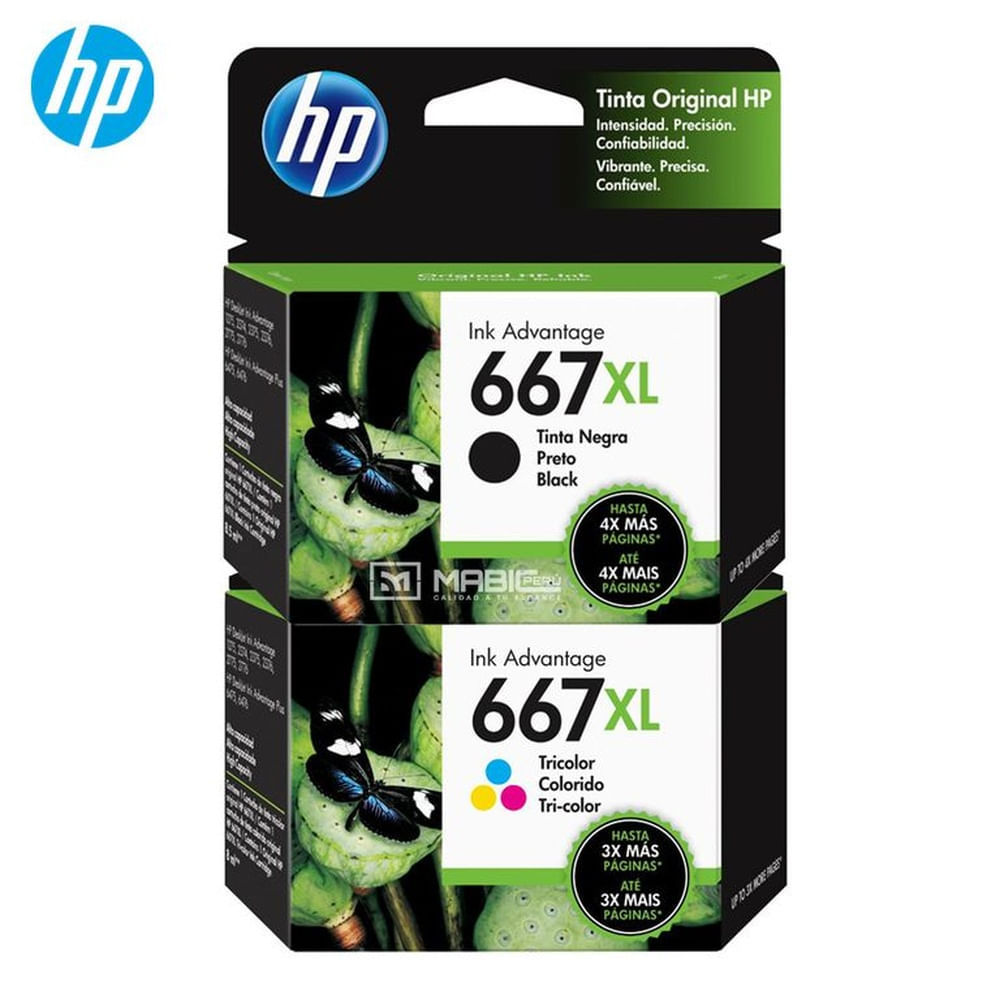 Pack Tinta HP 667XL Negro Tricolor DeskJet 2775, 4175 Original