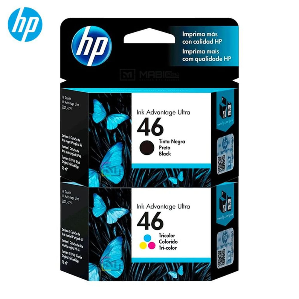 Pack Tinta HP 46 Negro Tricolor DeskJet 2529, 4729, 5739 Original