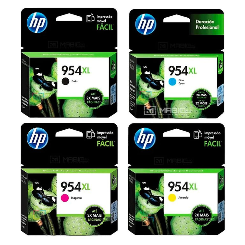 Pack Tinta HP 954XL Negro Cian Magenta Amarillo OfficeJet 7740, 8210, 8730 Original