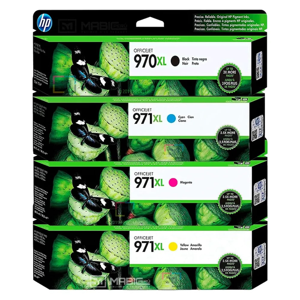 Kit Tinta HP 970XL 971XL Negro Cian Magenta Amarillo OfficeJet X476DW, X451DW Original