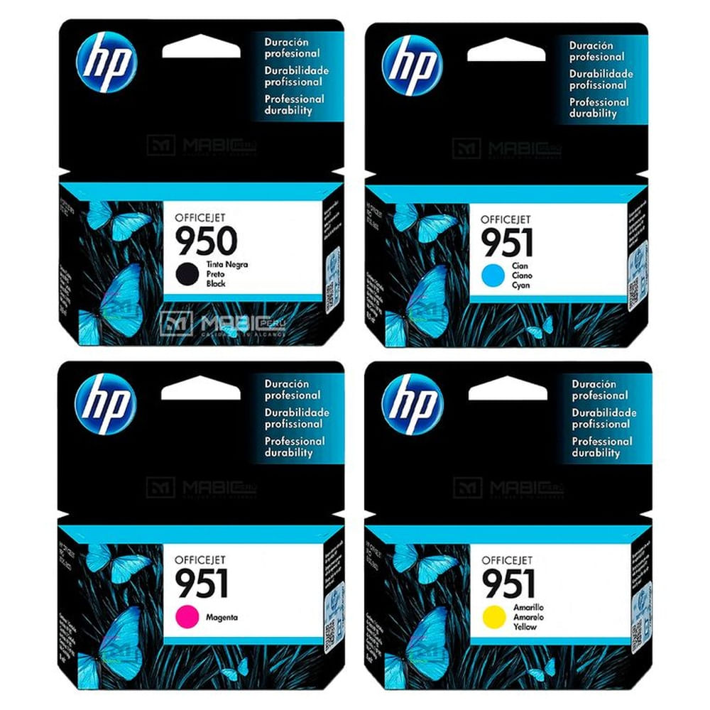 Kit Tinta HP 950, 951 Negro Cian Magenta Amarillo OfficeJet 8100, 8600. 8610 Original