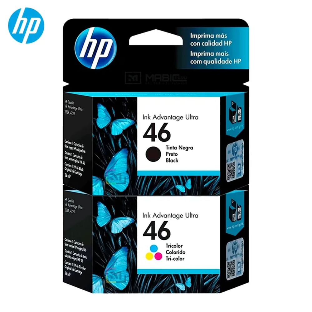 Kit Tinta HP 46 Negro Tricolor DeskJet 2529, 4729, 5739 Original