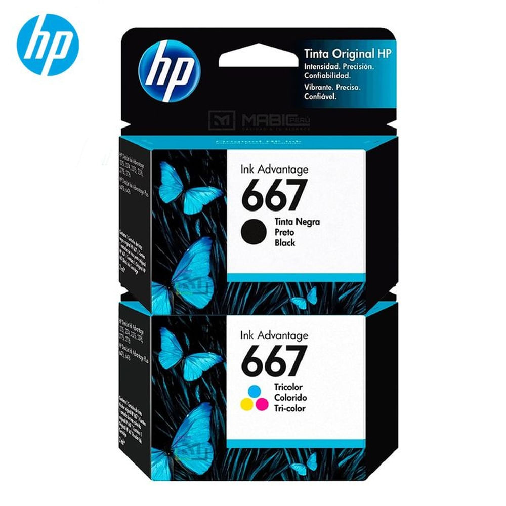 Kit Tinta HP 667 Negro Tricolor DeskJet 2775, 4175 Original