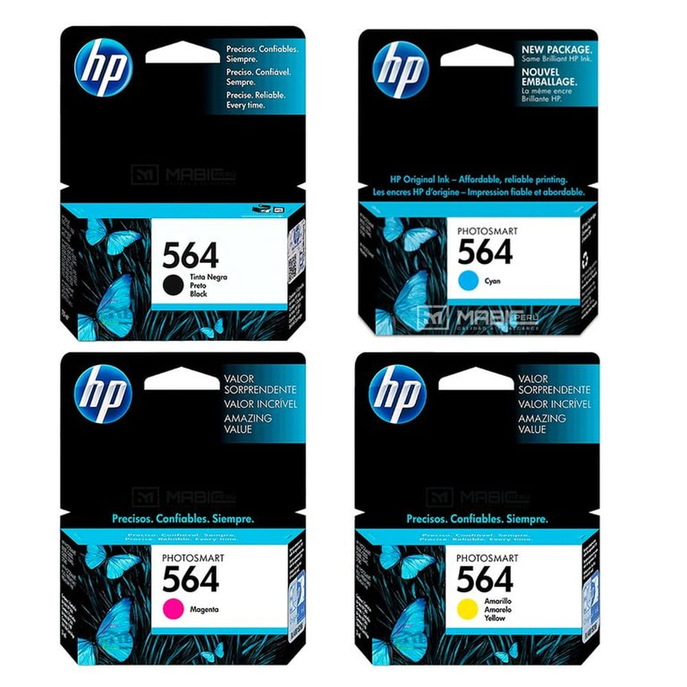 Kit Tinta HP 564 Negro Cian Magenta Amarillo OfficeJet 3520,  4622, 7520 Original