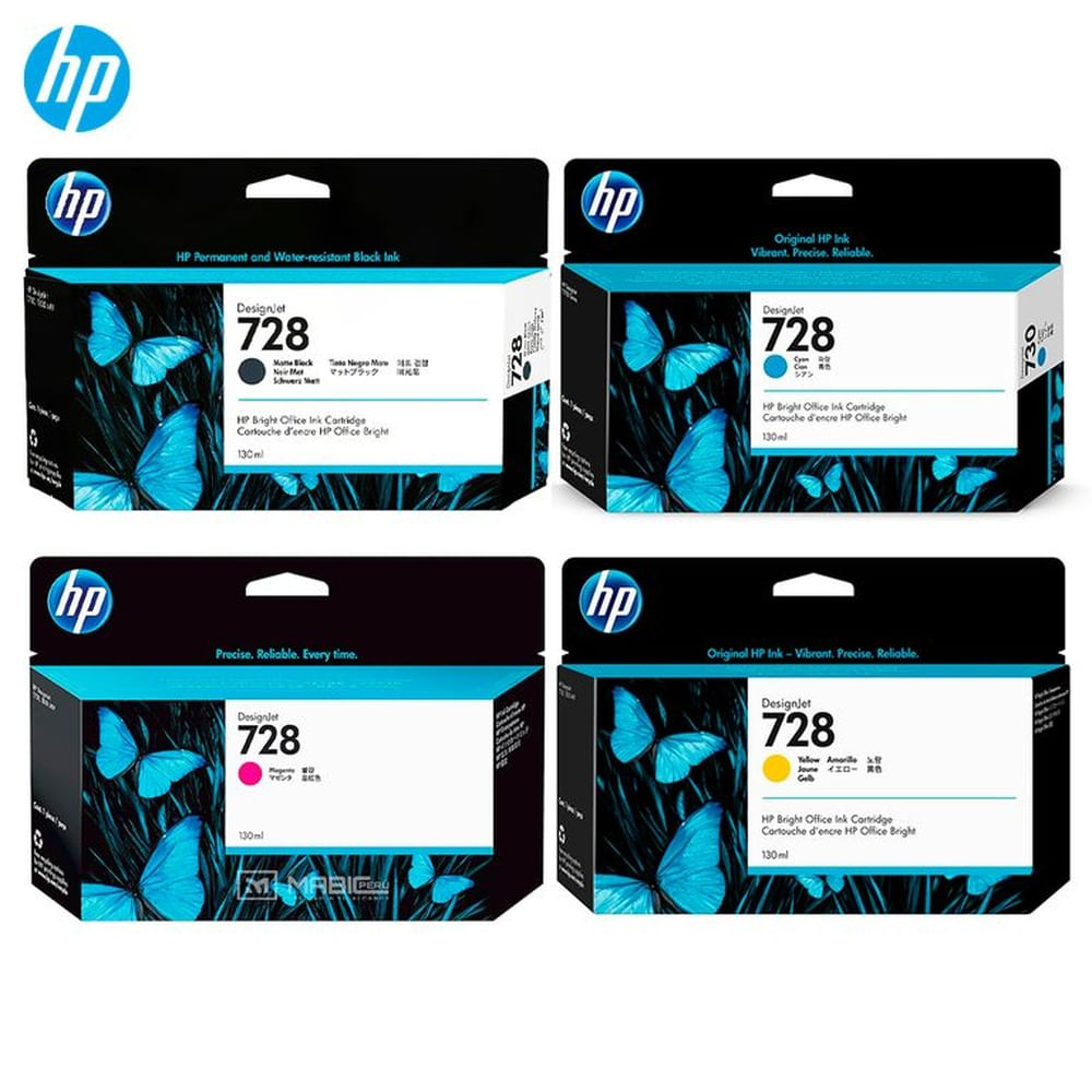 Kit Tinta HP 728 DesignJet T730, T830 Original  - 130ml