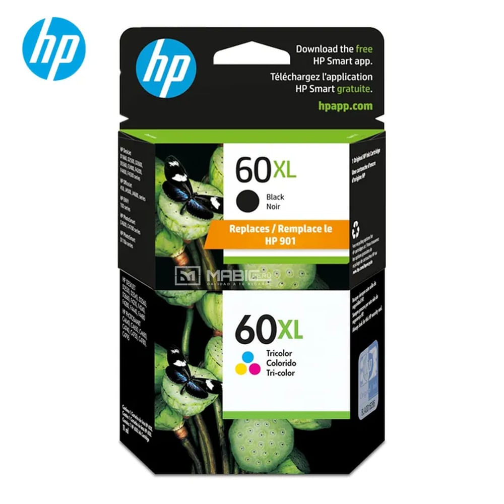 Kit Tinta HP 60XL Negro Tricolor OfficeJet J4580, J4648 Original
