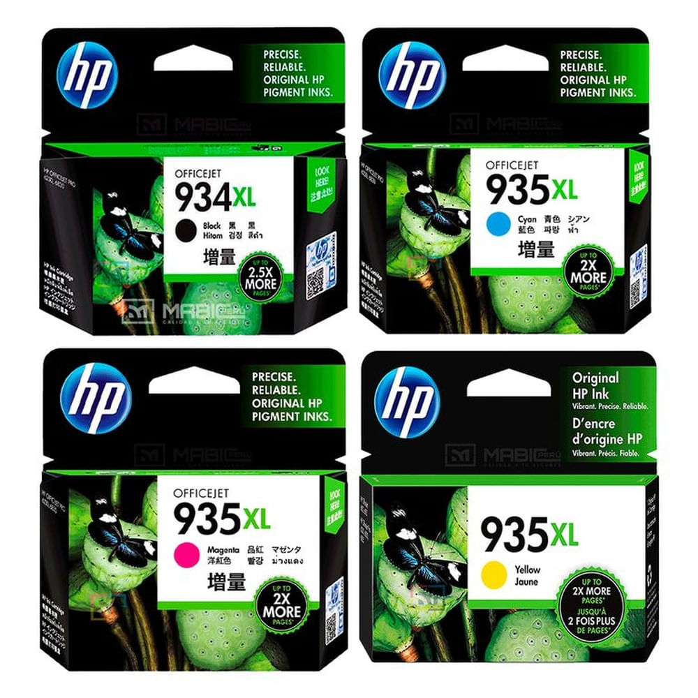 Kit Tinta HP 934XL 935XL Negro Cian Magenta Amarillo OfficeJet 6320, 6830 Original