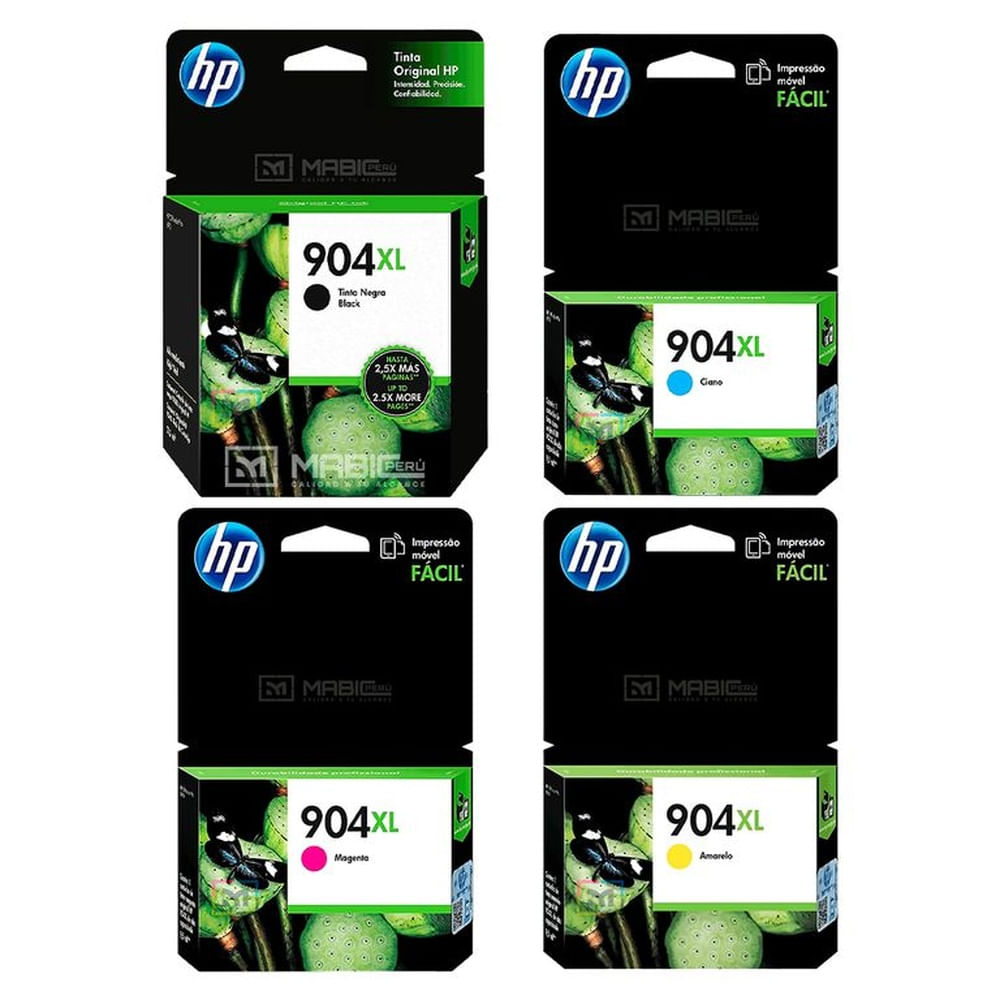Kit Tinta HP 904XL Negro Cian Magenta Amarillo OfficeJet 6950,  6970 Original
