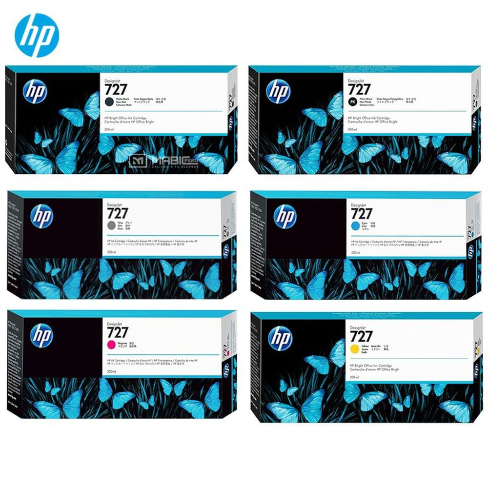 Pack 6 Tinta HP 727 DesignJet T2500, T930 Original  - 300ml