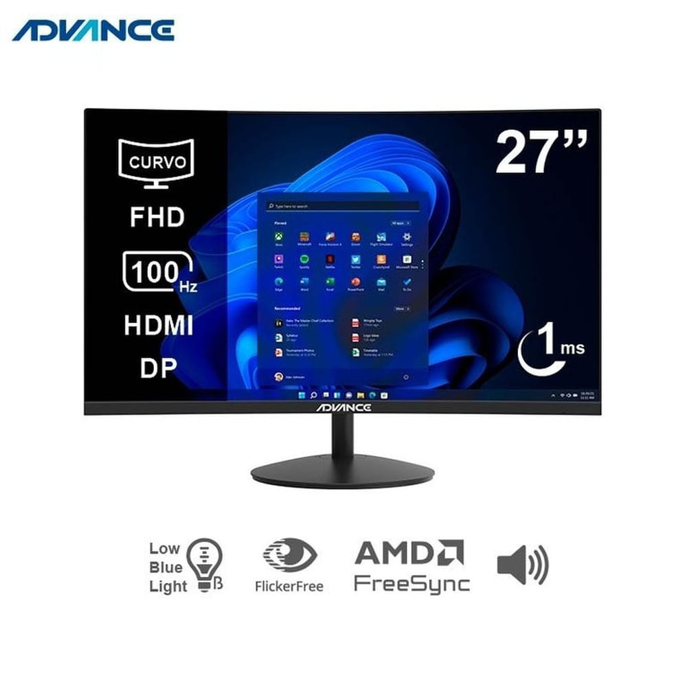 Monitor Advance ADV-2751S, 27 Curvo FHD VA, 100Hz, 1ms, Parlante