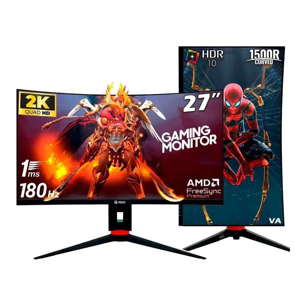 Monitor Teros Gaming TE-2767G, 27 Curvo QHD VA 2K, 180Hz, 1ms, Pivote