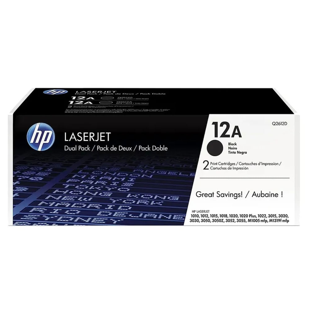 TONER HP 12AD NEGRO Q2612D L.J. 1010, 1020, 1022, 3015 DUAL ORIGINAL