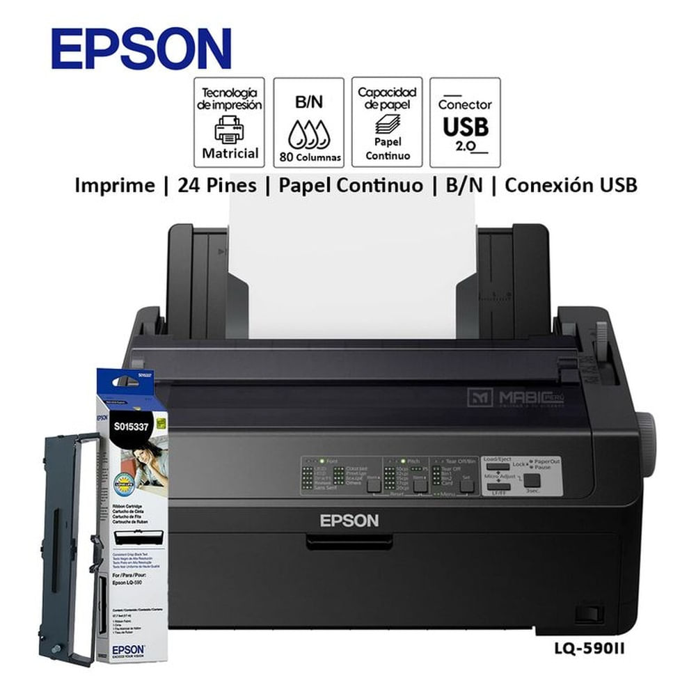 Impresora Matricial Epson LQ-590II USB Paralelo 24 Pines