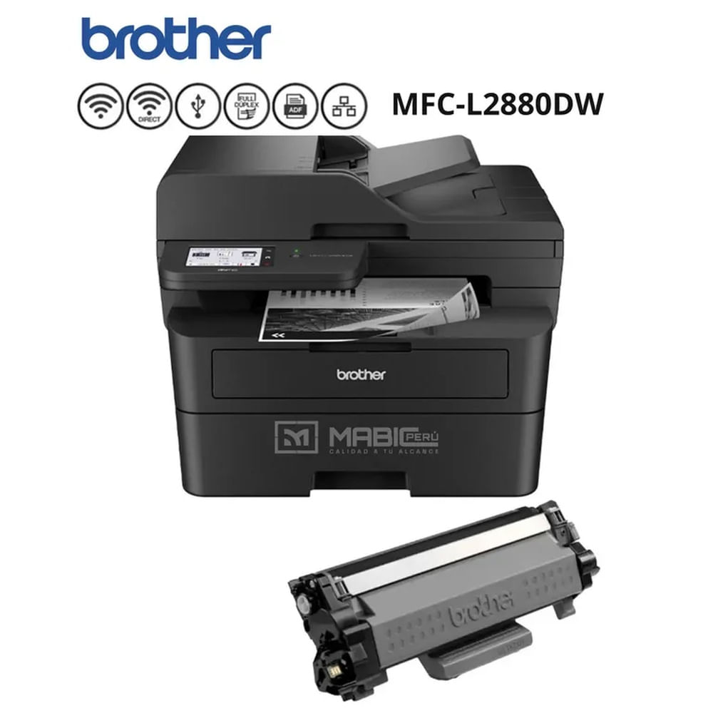IMPRESORA BROTHER MFC-L2880DW MULTIFUNCIONAL LASER DUPLEX WIFI BN ADF