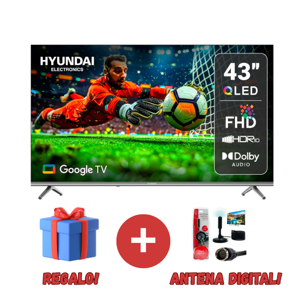 TELEVISOR SMART TV HYUNDAI QLED 43 HYLED4326QG MAS Antena Digital