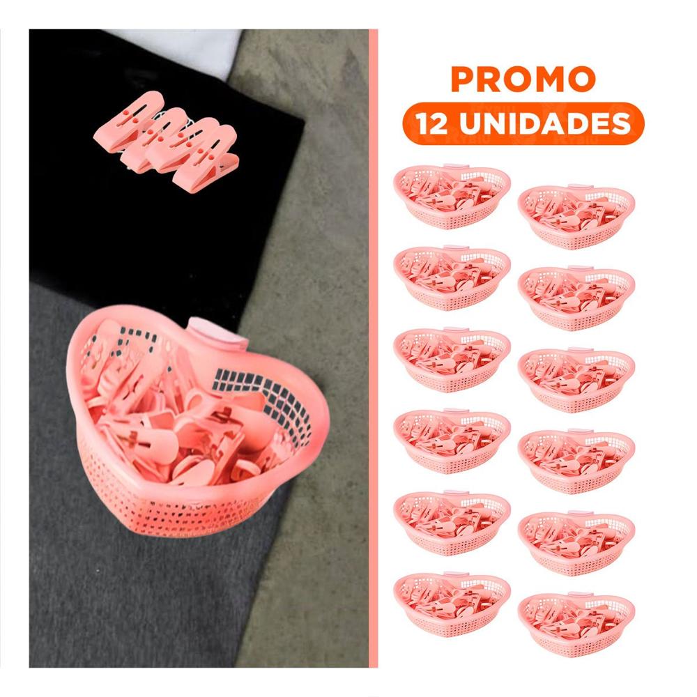 Pack12 Soporte Resistente Rosado Claro en Forma de Corazon para Ganchos