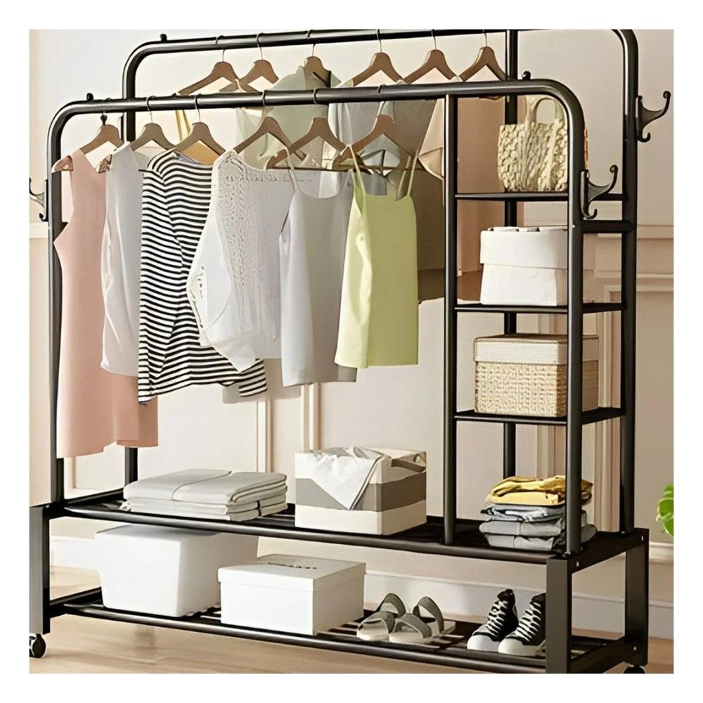 Estante Organizador para Cocina con 2 Niveles y Divisiones Laterales Negro