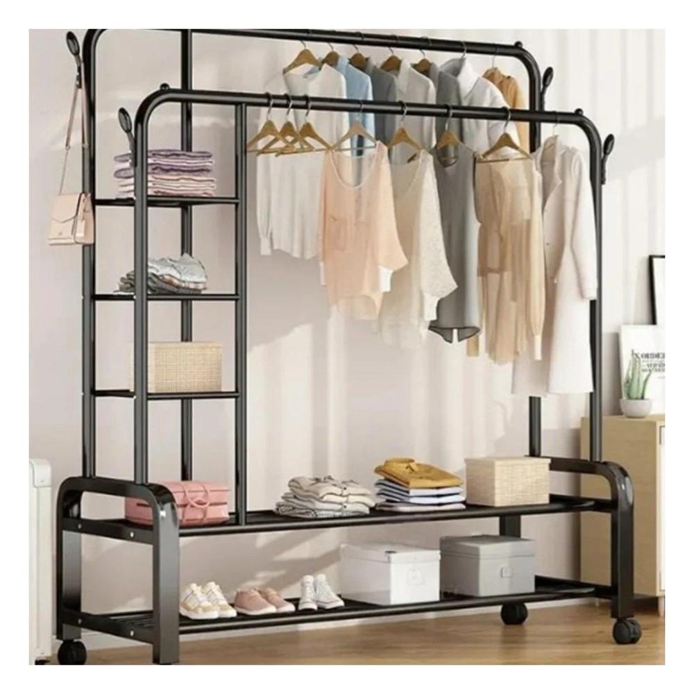 Estante Compacto con Divisiones y Acabado Elegante Negro Y Notas