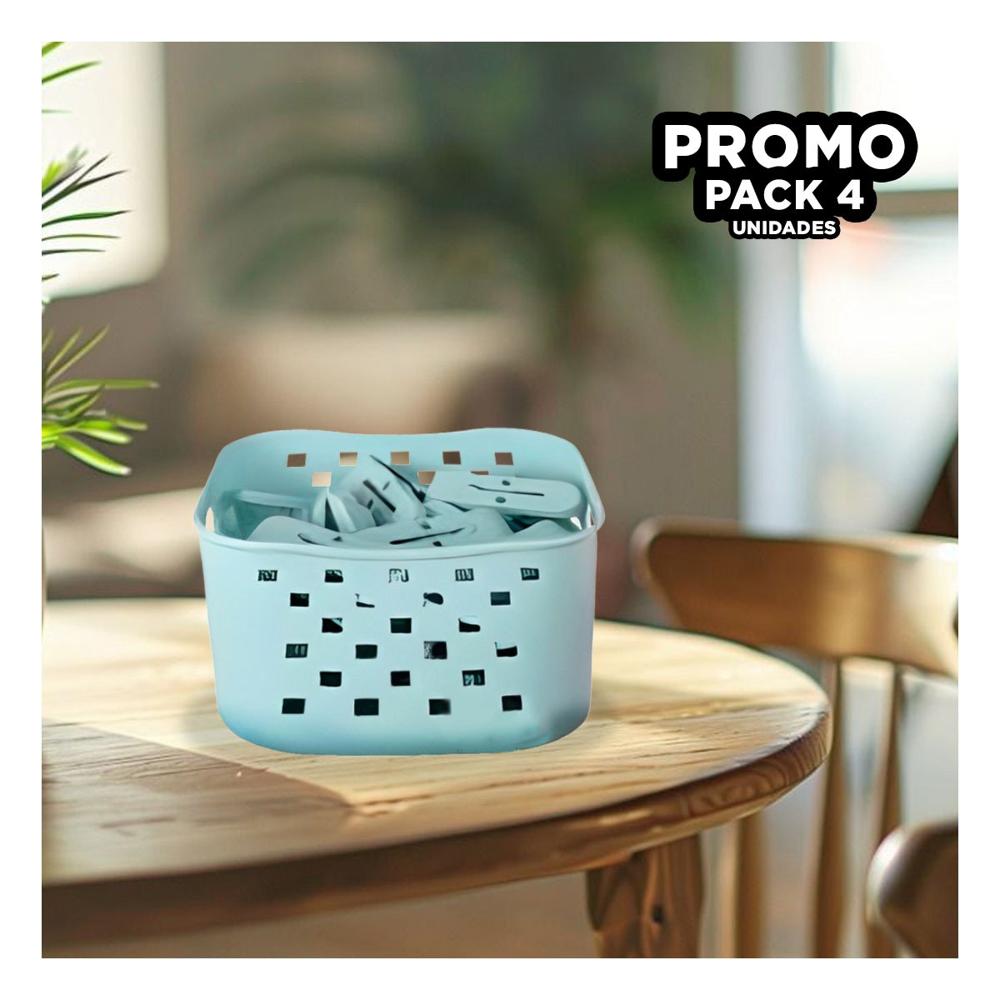 Pack4 Canasta Cuadrada con Ganchos para Ropa Verde Claro para Ropa Limpia Y Regalo Sticker
