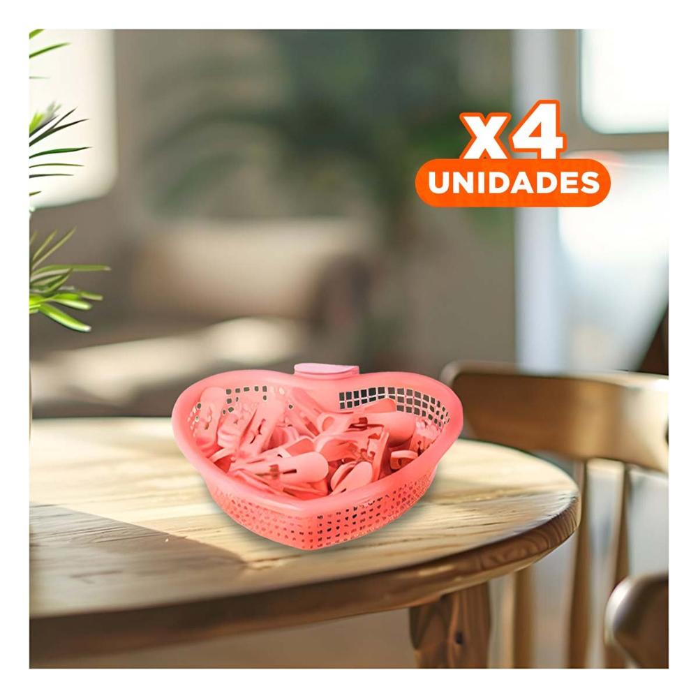 Pack4 Canasta Funcional Rosado Claro en Forma de Corazon para Ganchos de Ropa Y Regalo Sticker