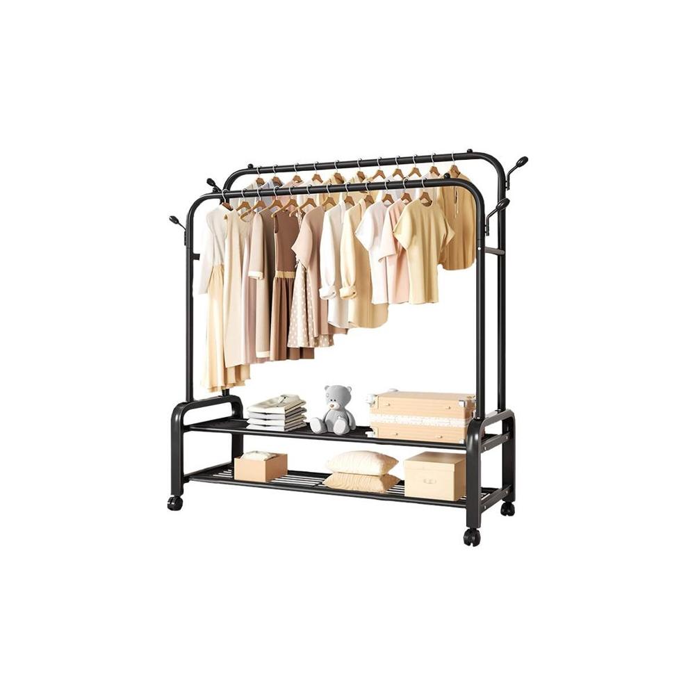 Organizador Colgador Doble con 2 Niveles Inferiores y Ruedas Negro para Cocina Y Regalo Sticker