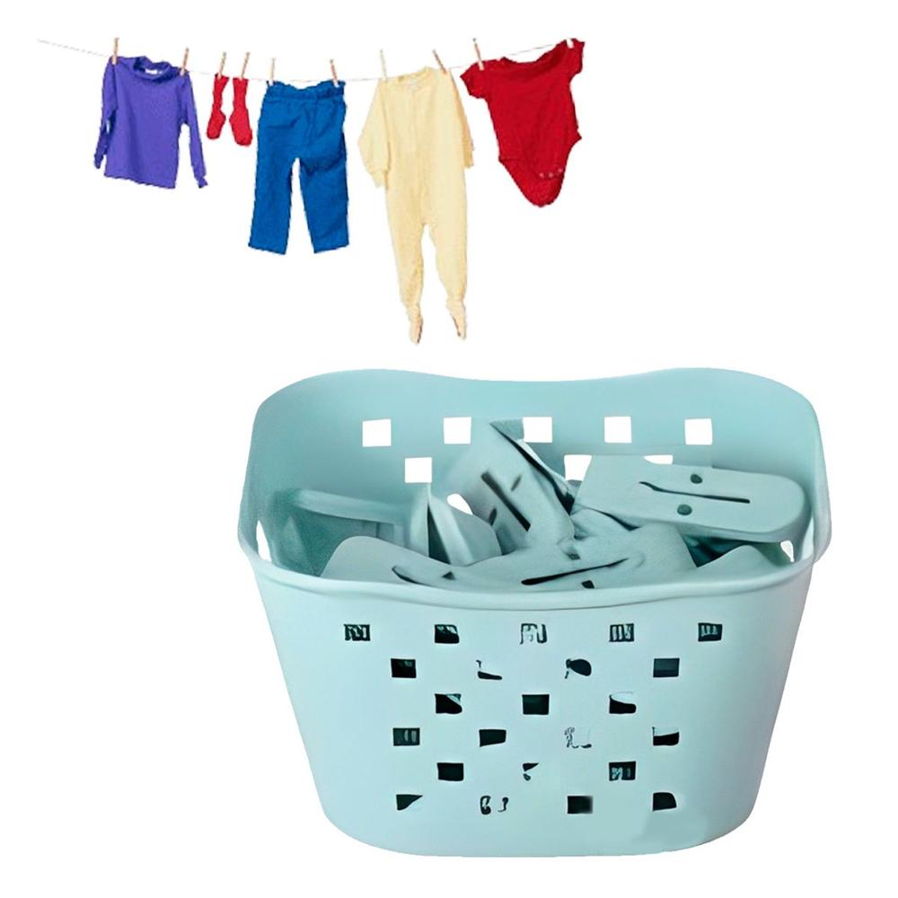 Canasta Cuadrada con Ganchos para Ropa Verde Claro para Guardar Ropa Húmeda Y Regalo Sticker