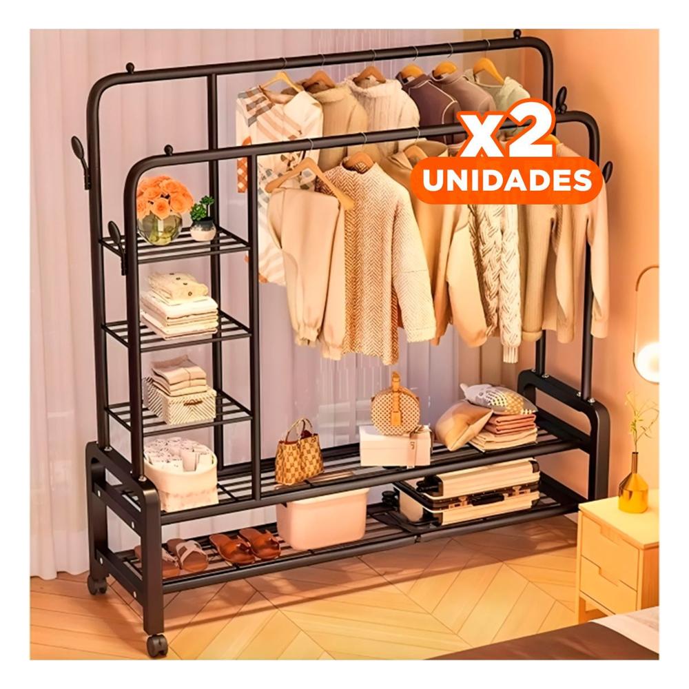 Pack2 Organizador Colgante con 2 Niveles y Compartimentos para Cocina Negro