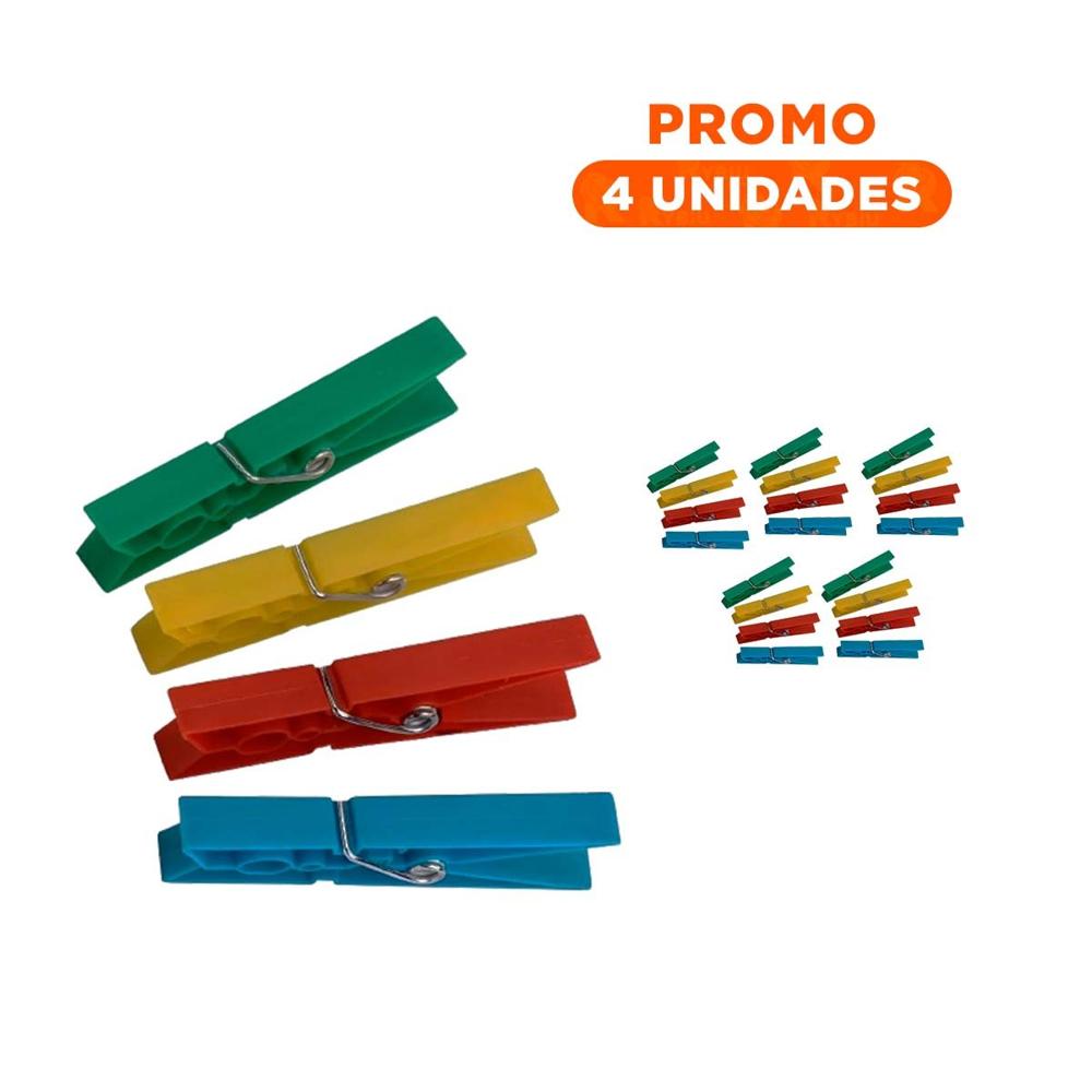 Pack4 Ganchos Plasticos Multicolor para Ropa con 24 Piezas para Organizacion Domestica