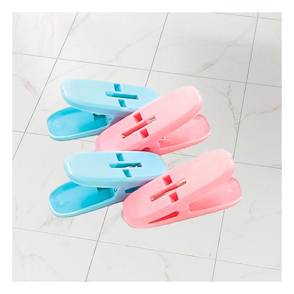 Ganchos de Ropa Curvos de Plastico Multicolor con Cuerda de 5m para Lavanderia