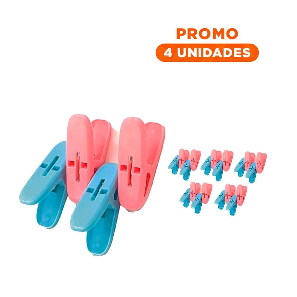 Pack4 Ganchos Curvos para Ropa de Plastico Multicolor con Cuerda para Secado Diario