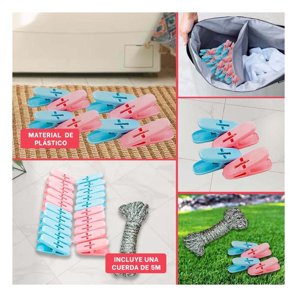 Sujetadores Curvos de Ropa de Plastico en Dos Tonos con Cuerda Incluida Y Ligas Regalo