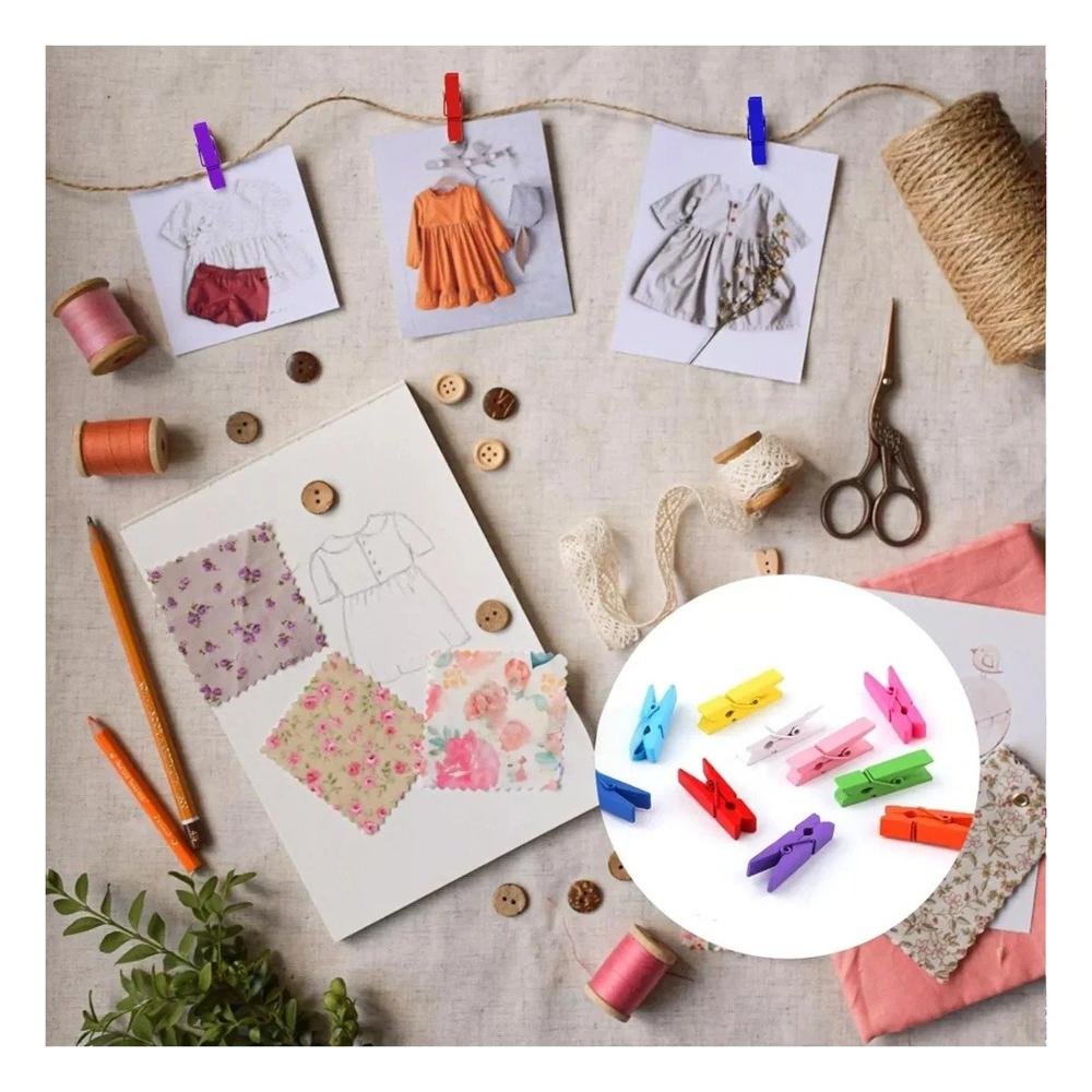 Clips para Ropa de Plastico Multicolor con 24 Piezas para Colgado Y Notas
