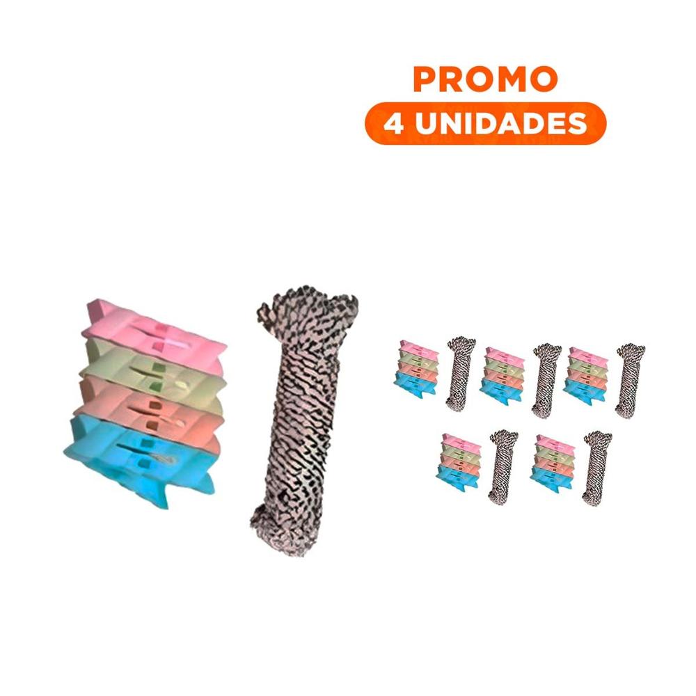 Pack4 Perchero de Ropa y Cuerda Multicolor para Casa y Espacios Pequeños
