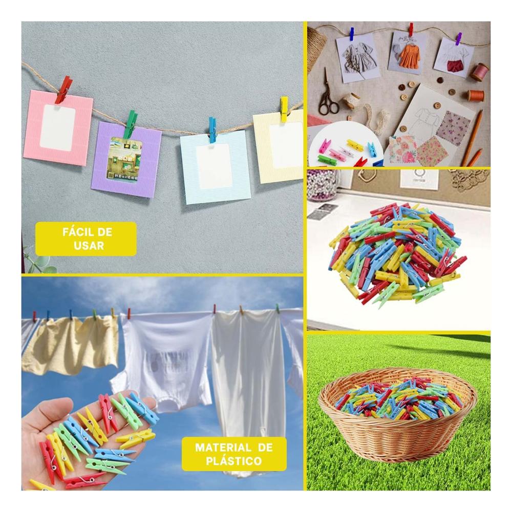 Sujetadores para Ropa de Plastico en Colores Vivos con 24 Piezas Y Ligas Regalo