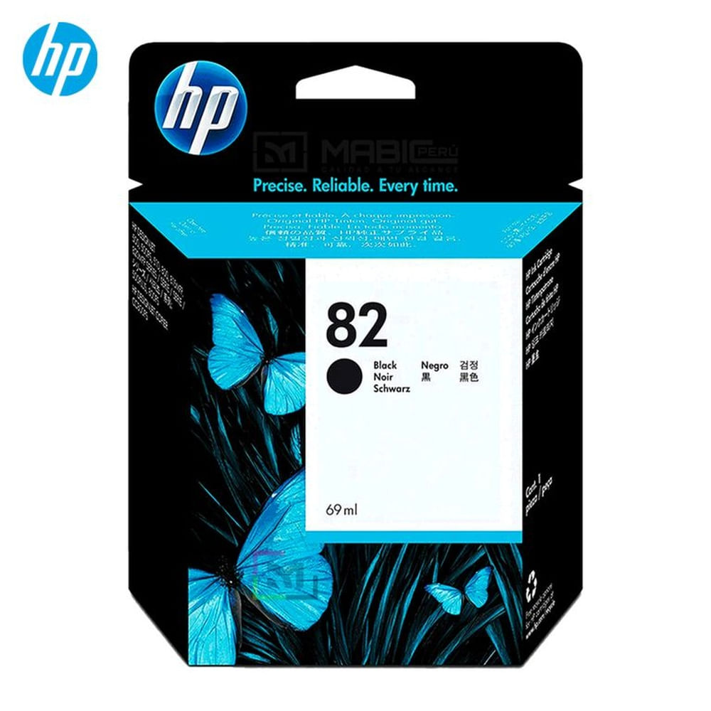 Cartucho de Tinta HP 82 Negro CH565A DesignJet 510, 815 Original - 69ml