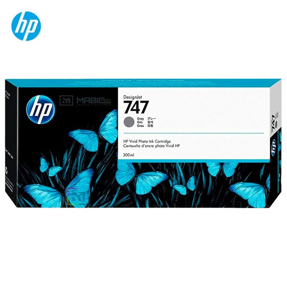Cartucho de Tinta HP 747 Gris P2V86A DesignJet Z9 Original - 300ml