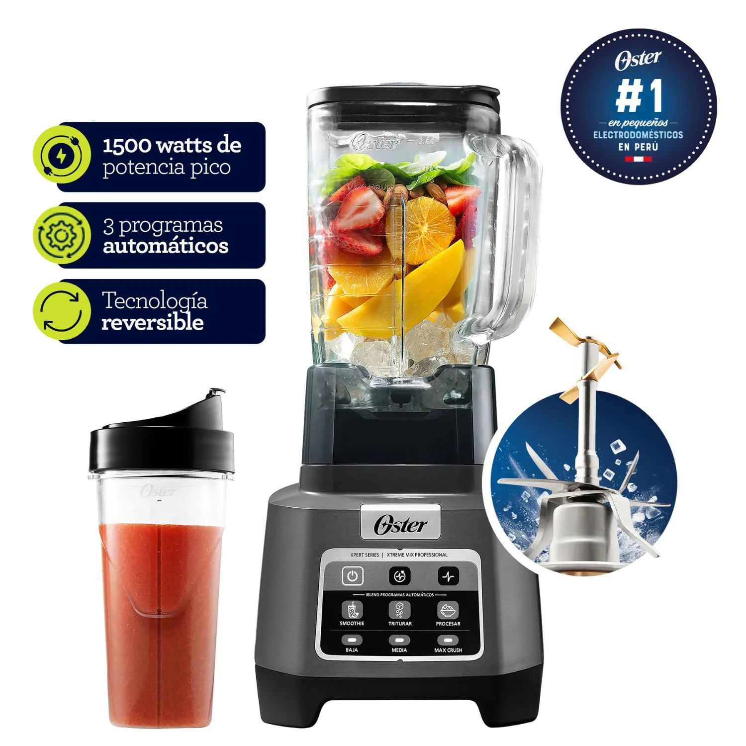 Licuadora Xtreme Mix 2l Programas Automáticos Y Blender Blstxpgbgw