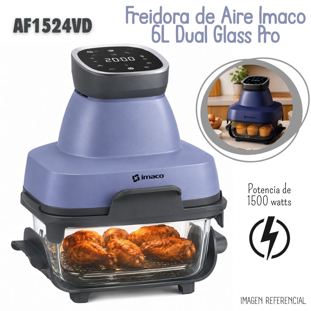 Freidora de Aire IMACO Dual Glass Pro 6 L AF1524VD
