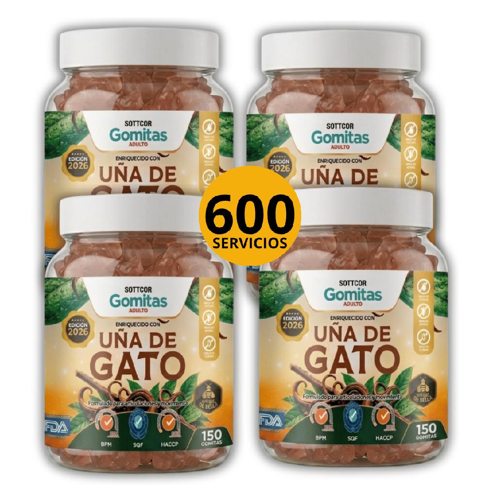 Pack Sottcor Gomitas de Uña de Gato - Soporte Articular y Movimiento 600 Unidades