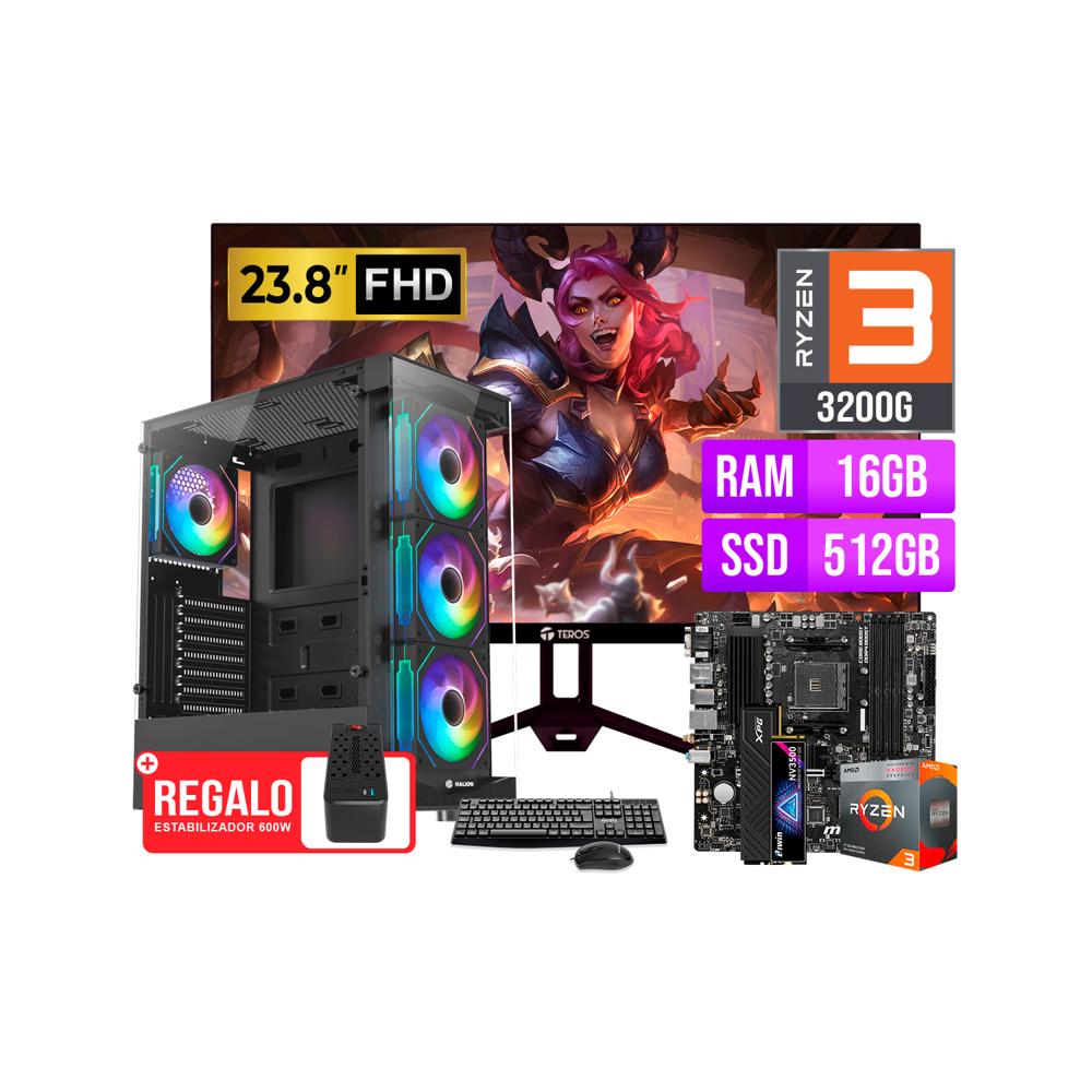 COMPUTADORA AMD RYZEN 3 3200G RAM 16GB SSD 512GB  MONITOR 23.8 120HZ
