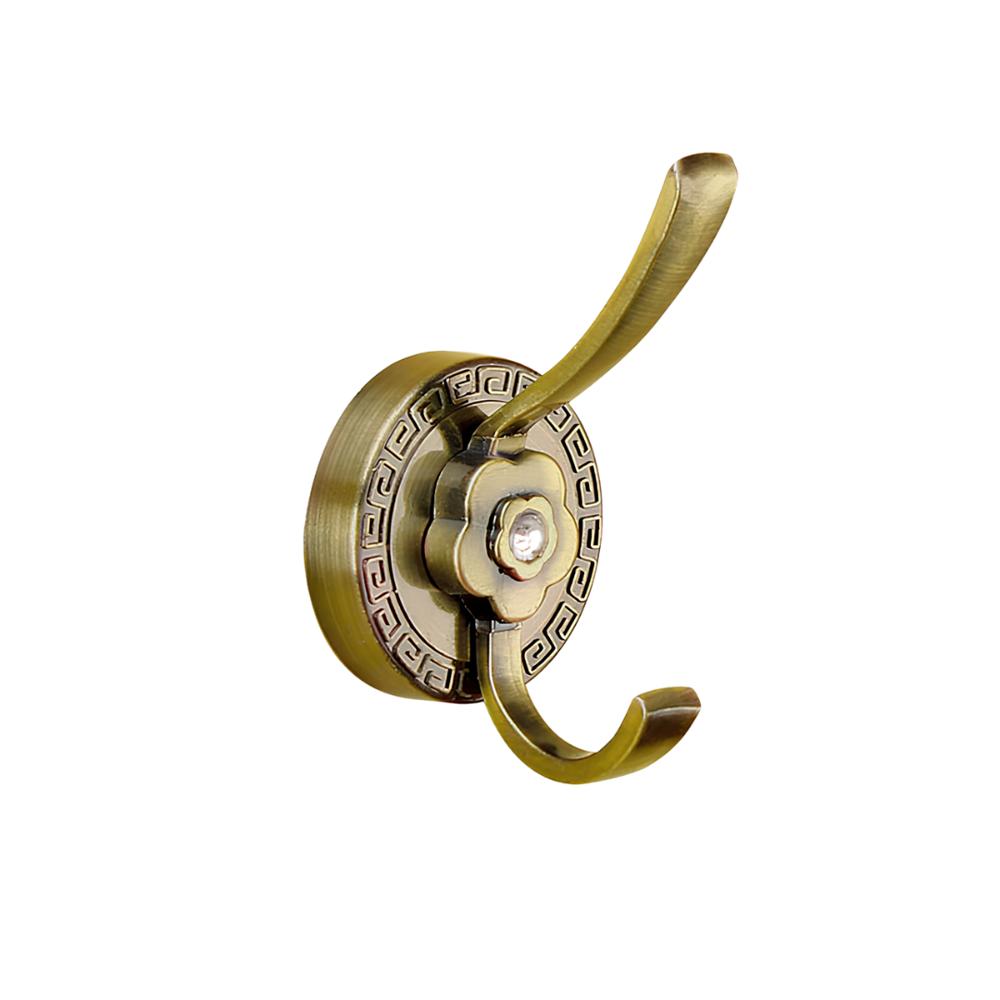Set 3 Percheros Dorados Metálicos Ornamentados para Baño