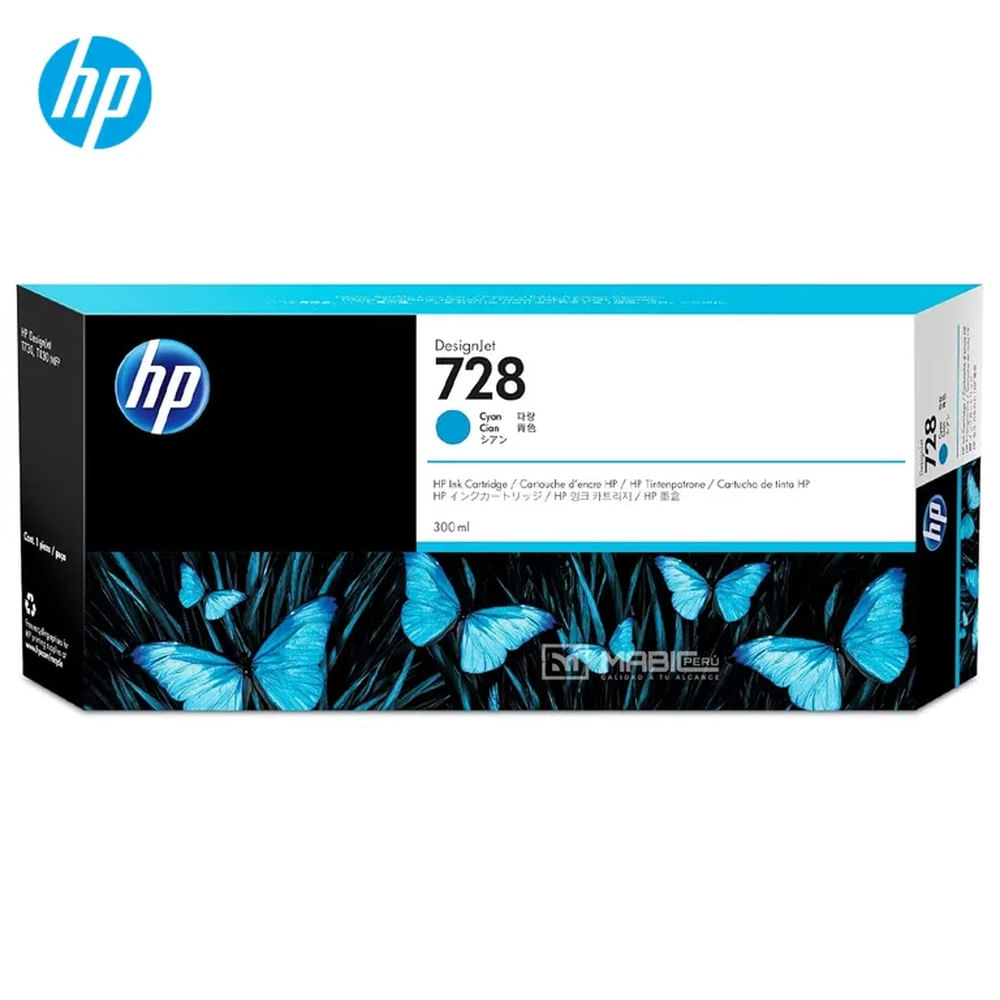 Cartucho de Tinta HP 728 Cian F9K17A DesignJet T730, T830 Original - 300ml