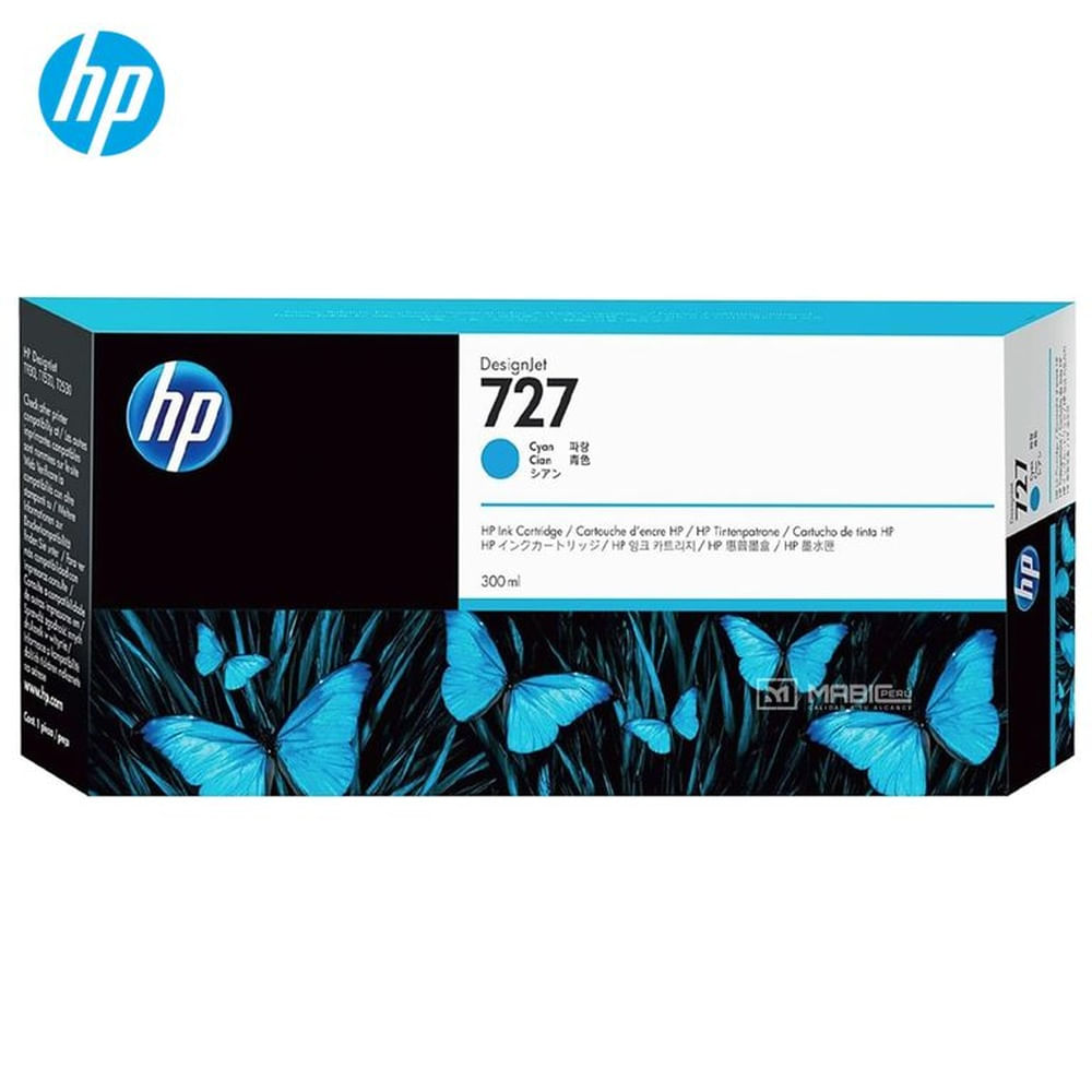 Cartucho de Tinta HP 727 Cian F9J76A DesignJet T2500, T930 Original - 300ml